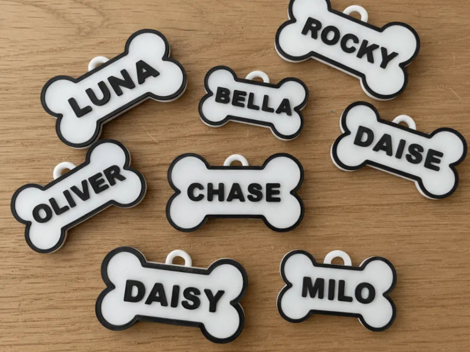 Plaque nominative personnalisable en forme d'os de chien - Pet Print