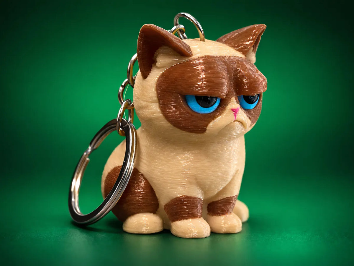 Porte-clés chat grincheux – Breloque sac chat en colère - Figurine Print