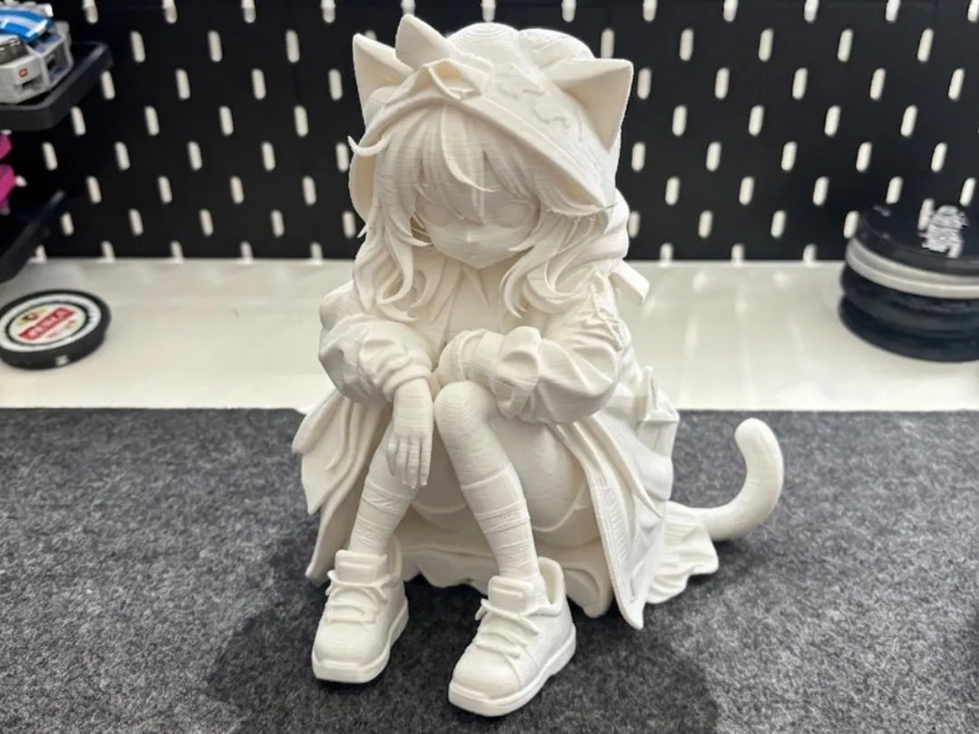Mignonne Fille Chibi Neko – Adorable figurine à oreilles de chat - Figurine Print
