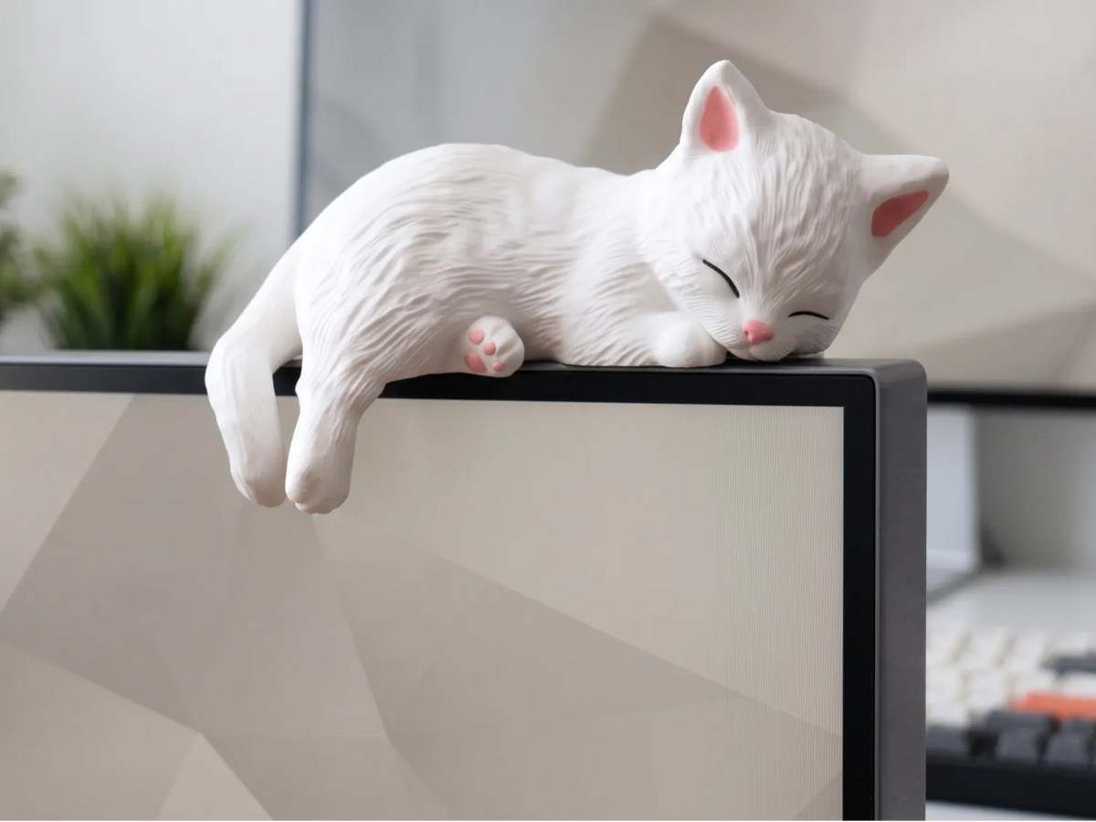 Compagnon de moniteur Chat Confortable – Dormant sur le rebord - Figurine Print