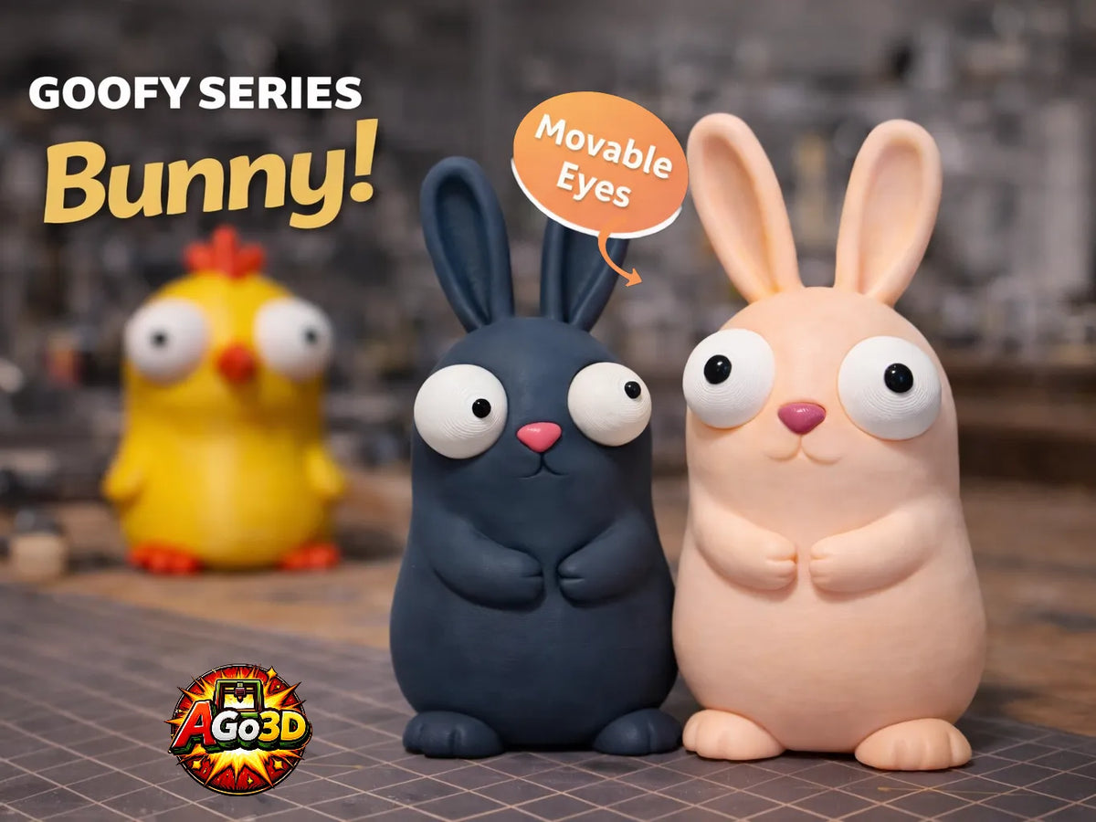 Lapin de Pâques rigolo avec des yeux mobiles - Figurine Print