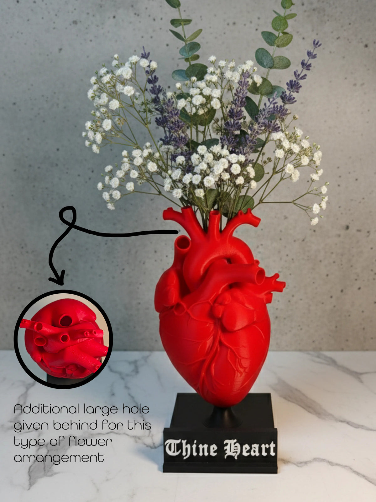 Vase Fleur Cœur (Anatomiquement Précis) - Maison Print (vue 2)