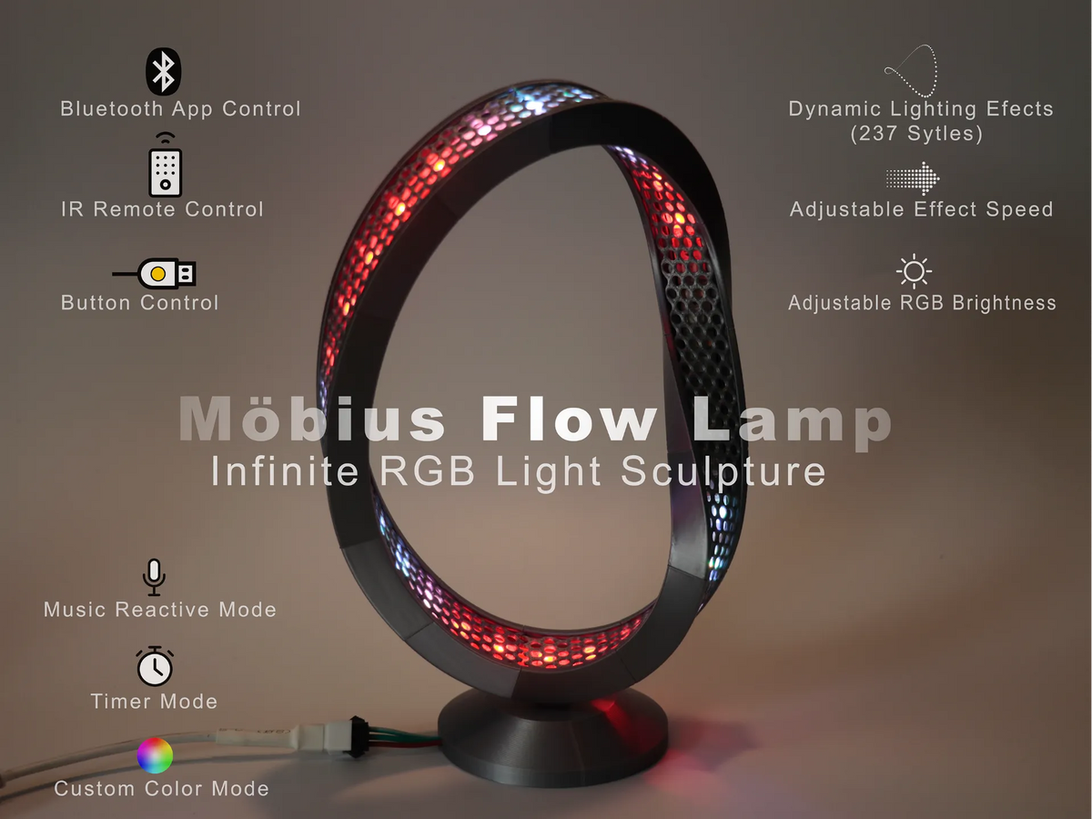 Lampe Mobius Flow – Sculpture Lumineuse RGB Infinie - Lumière Print