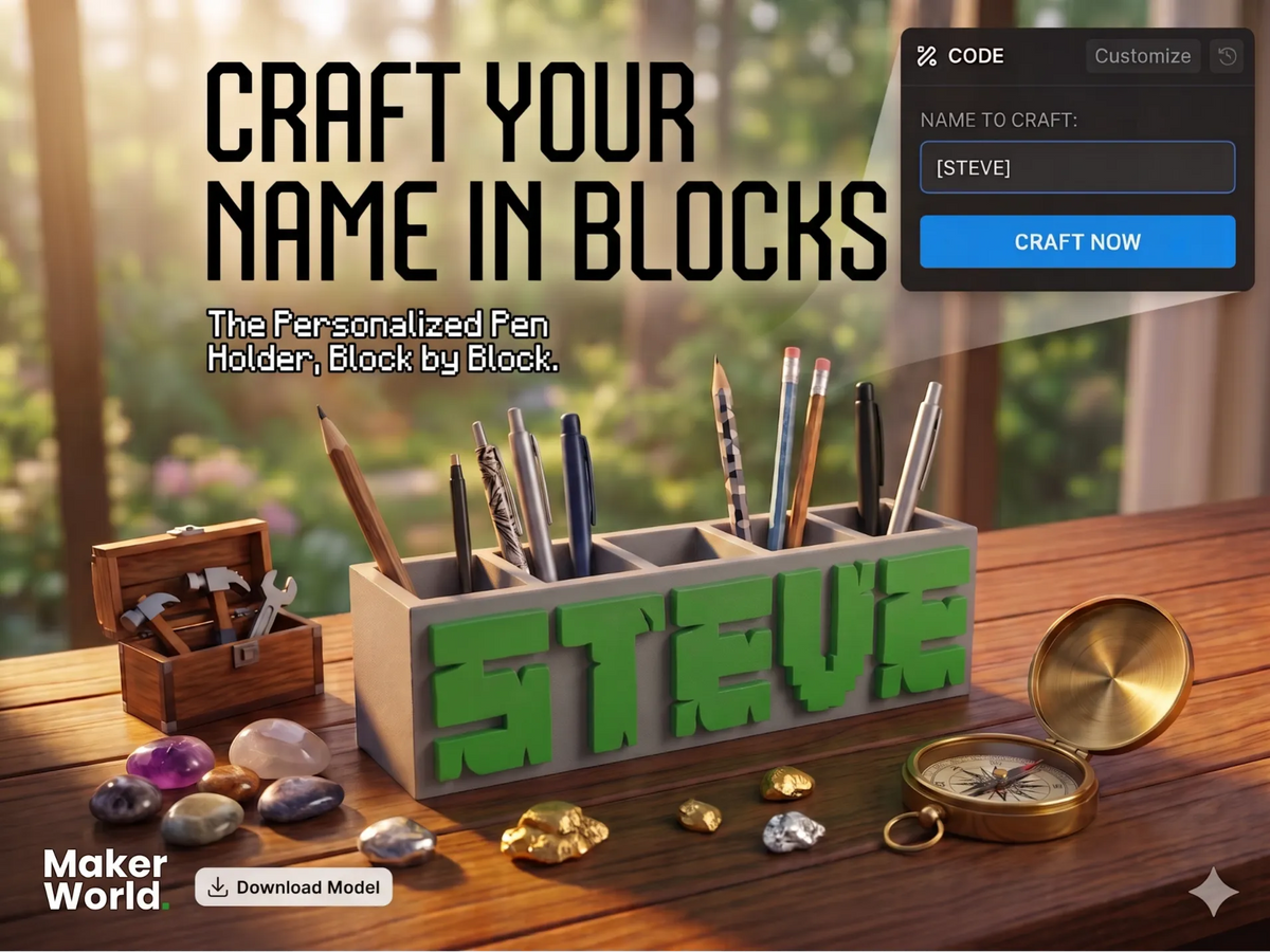 Créez Votre Nom en Blocs : Support de Stylo Personnalisé avec Nom - Cadeau Print
