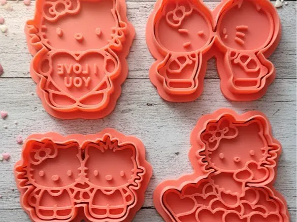 Hello Kitty : Ensemble de découpoirs à biscuits Amour de la Saint-Valentin - Cuisine Print