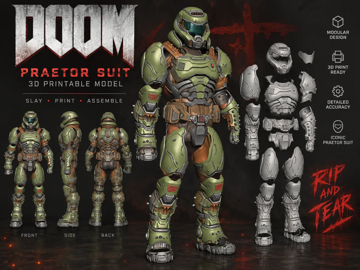 Échelle réelle, armure Prétorien du Doom Slayer portable - Cosplay Print