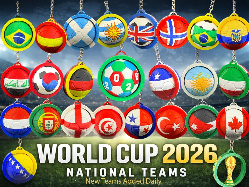 Porte-clés rotatifs de football de la Coupe du Monde 2026 - Sport Print