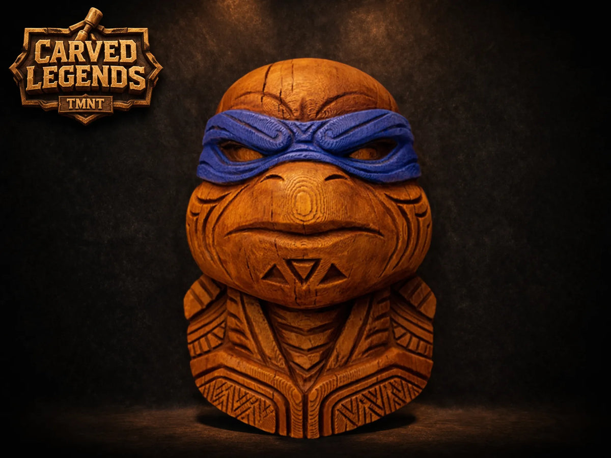 TMNT Leonardo Masque Tiki – Art mural Légendes sculptées - Art Print