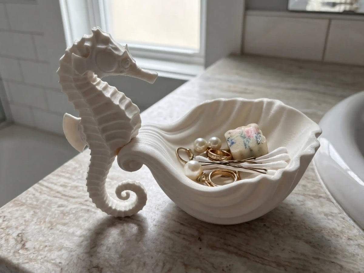 Plat à bibelots coquillage hippocampe et porte-bijoux - Bijoux Print
