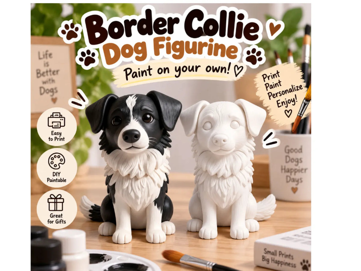 Figurine de chien Border Collie – Adorable chiot de berger - Figurine Print
