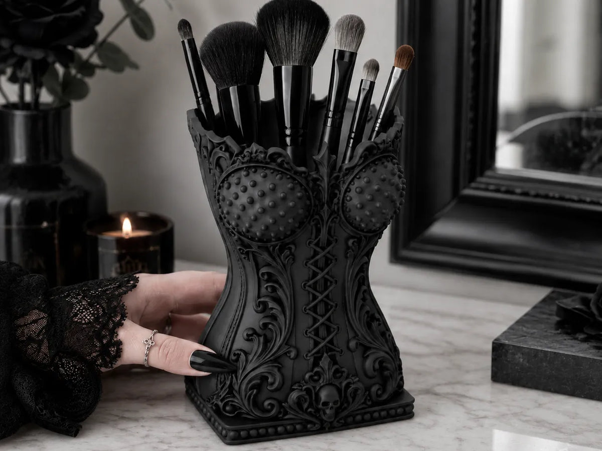 Organisateur de maquillage Goth Corset Porte-pinceaux - Beauté Print
