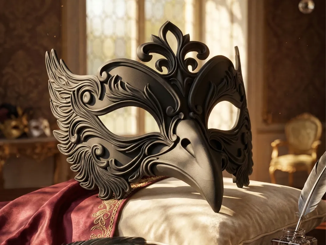 Masque Corbeau Baroque - Mascarade de l'Oiseau de Nuit - Cosplay Print