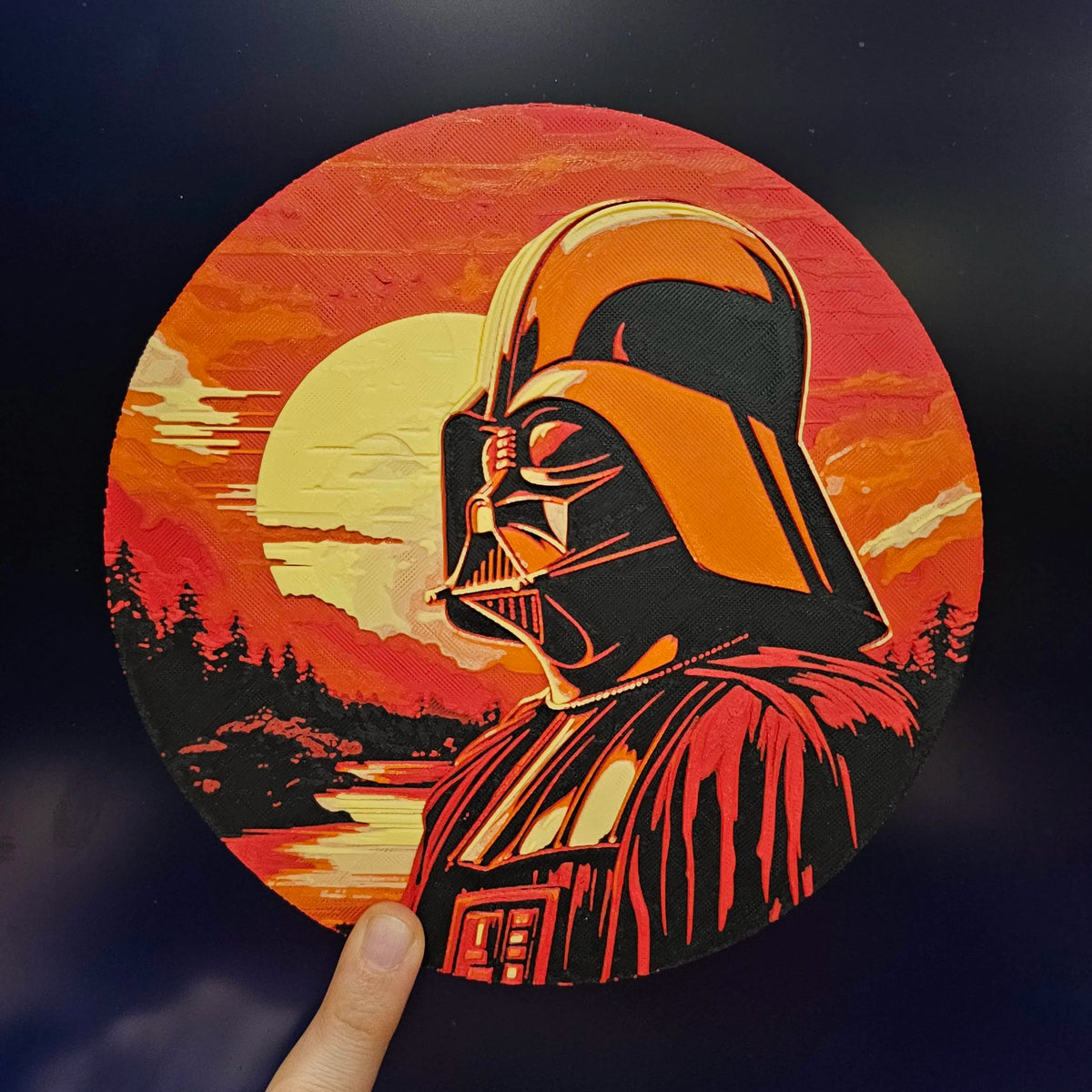 Star Wars (Inspiré) "Coucher de soleil Sith au lever du soleil" HueForge Dark Vador - Art Print