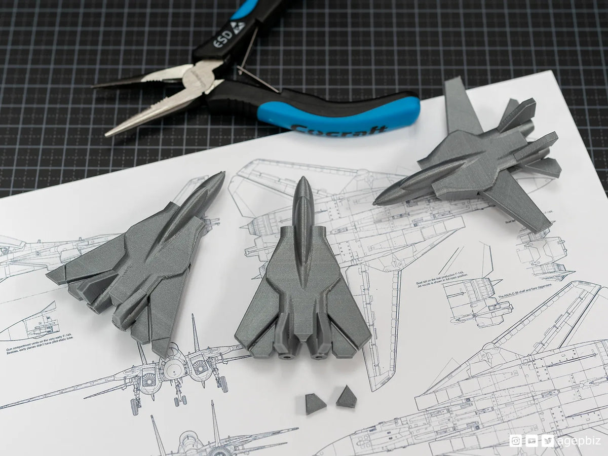 Imprimé sur place et articulé F14 Jet Fighter avec une amélioration de la conception des ailes - Maquette Print