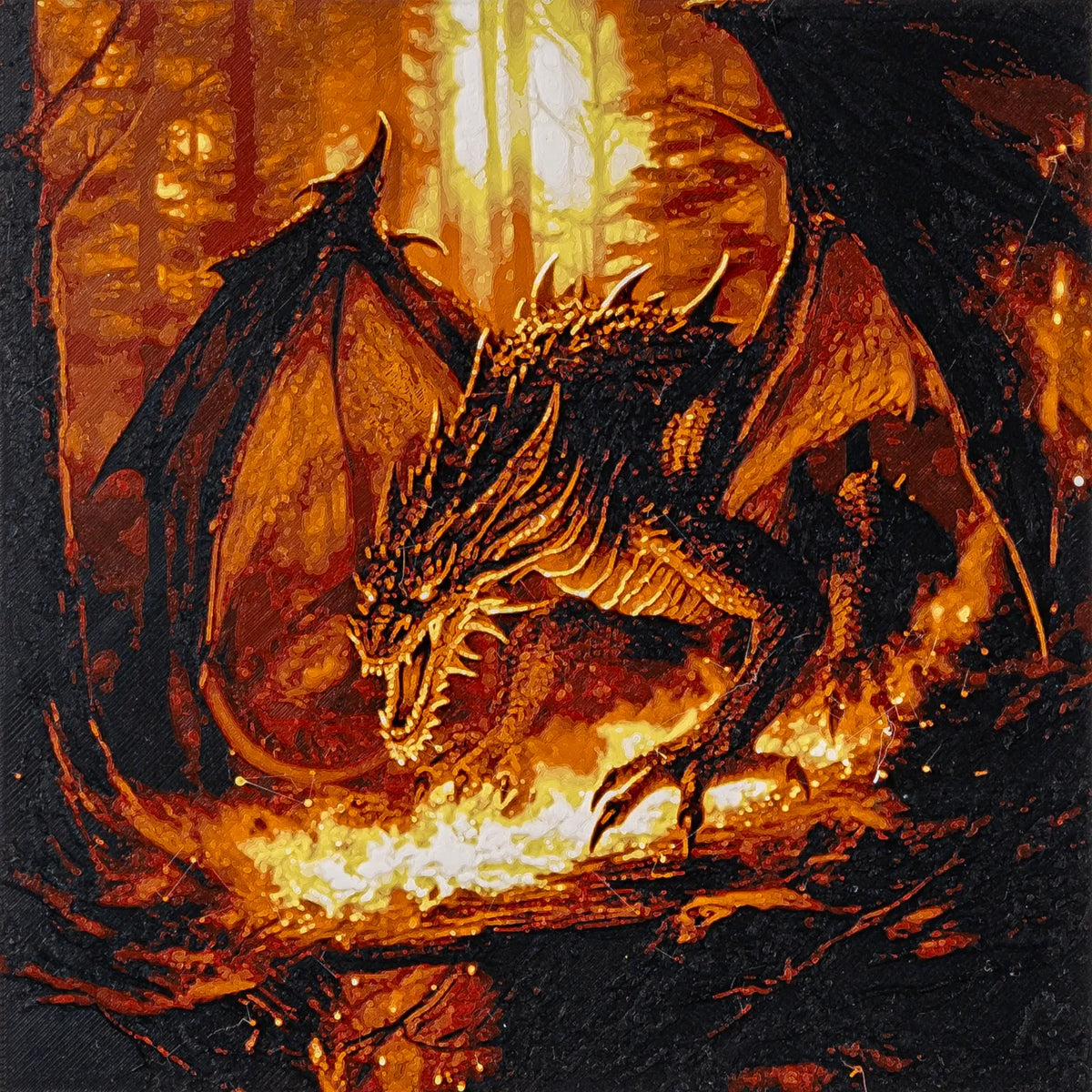 Dragon de Feu HueForge - Peinture au Filament - Art Print