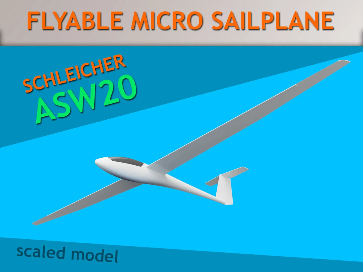 ASW20 Planeur (micro planeur - volable) - Maquette Print