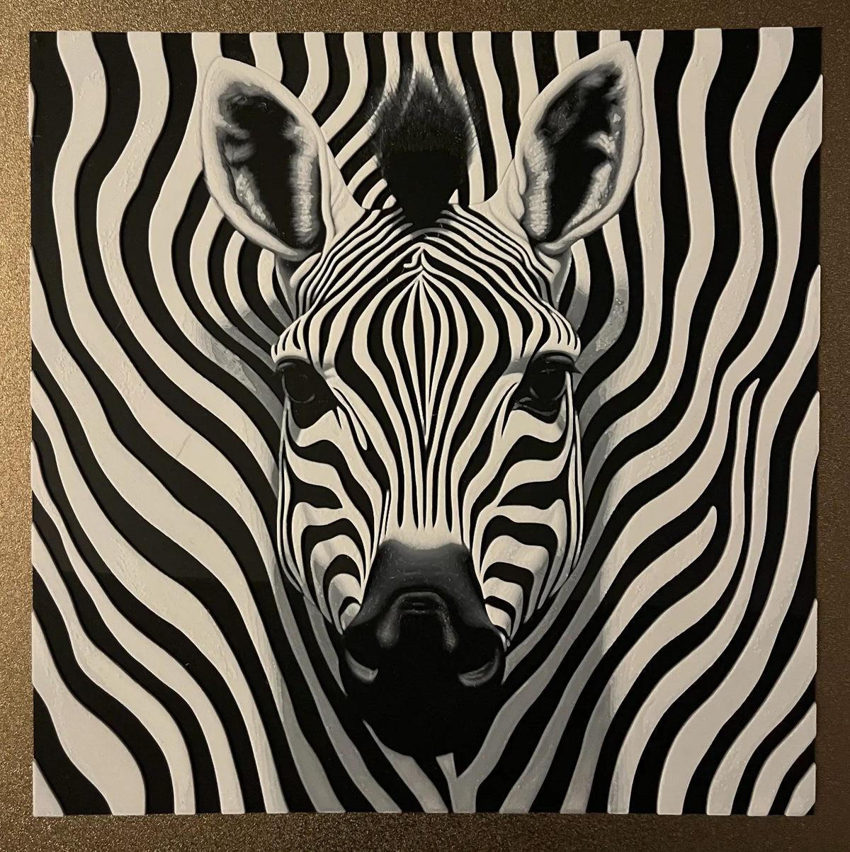 Portrait de zèbre Op-Art (peinture au filament) - Art Print