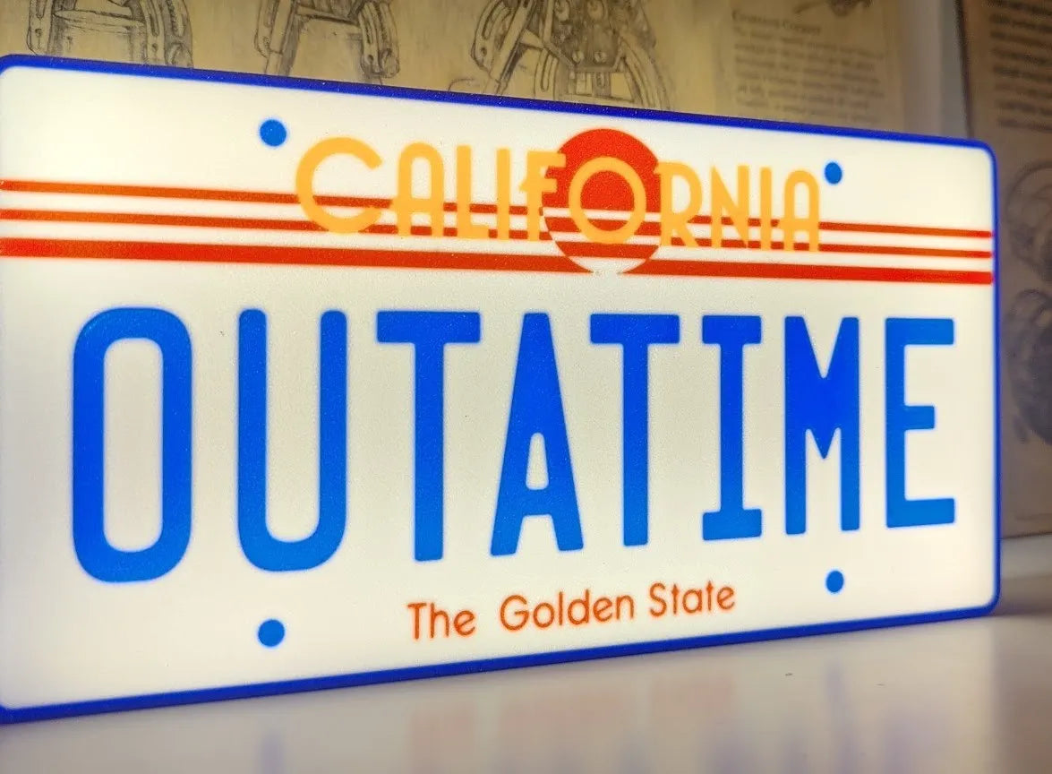 Plaque d'immatriculation « Outatime » de Retour vers le futur : boîte à lumière - Geek Print