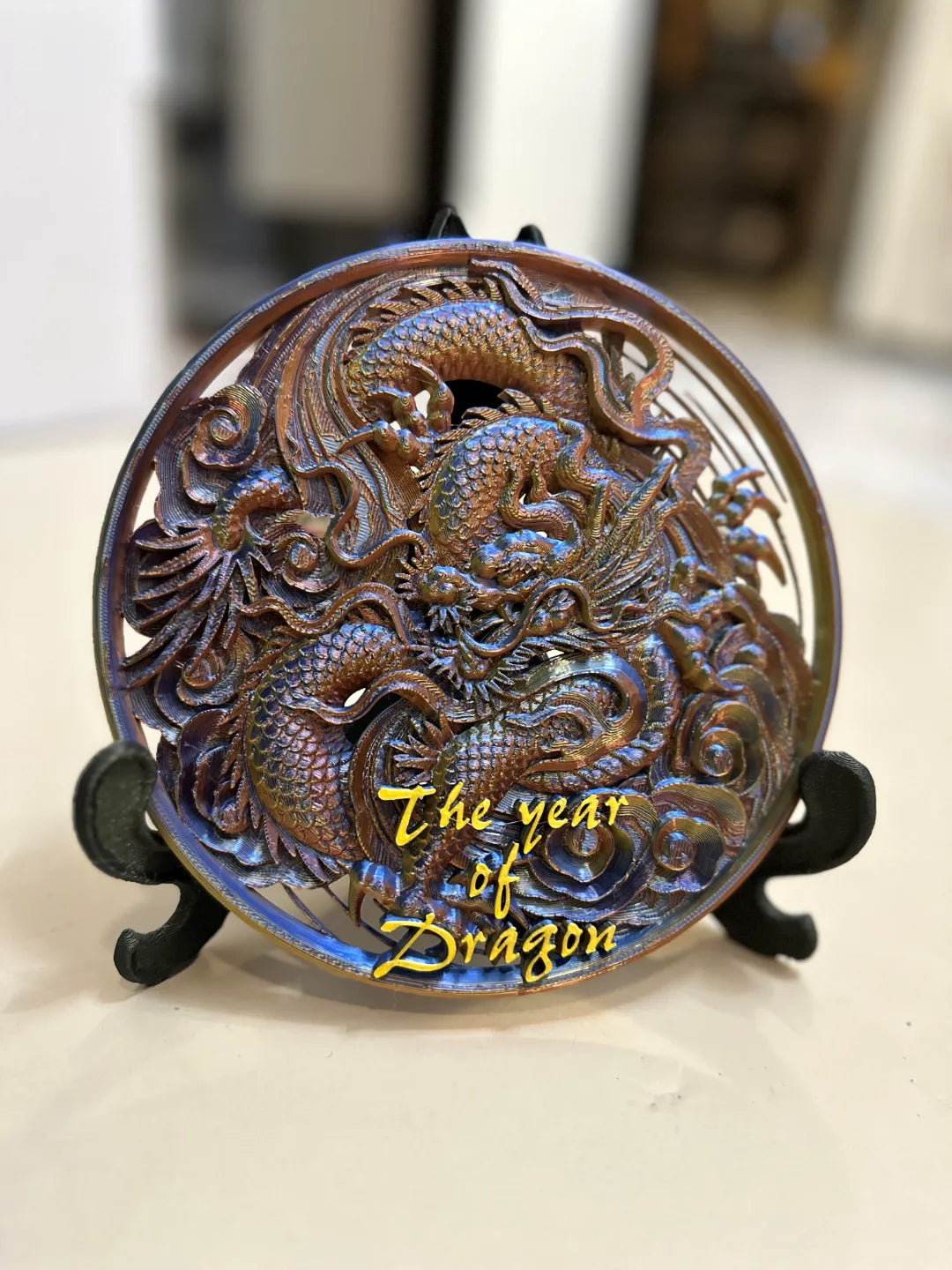 Dragon sculpté art pour la nouvelle année (version anglaise) - Fêtes Print