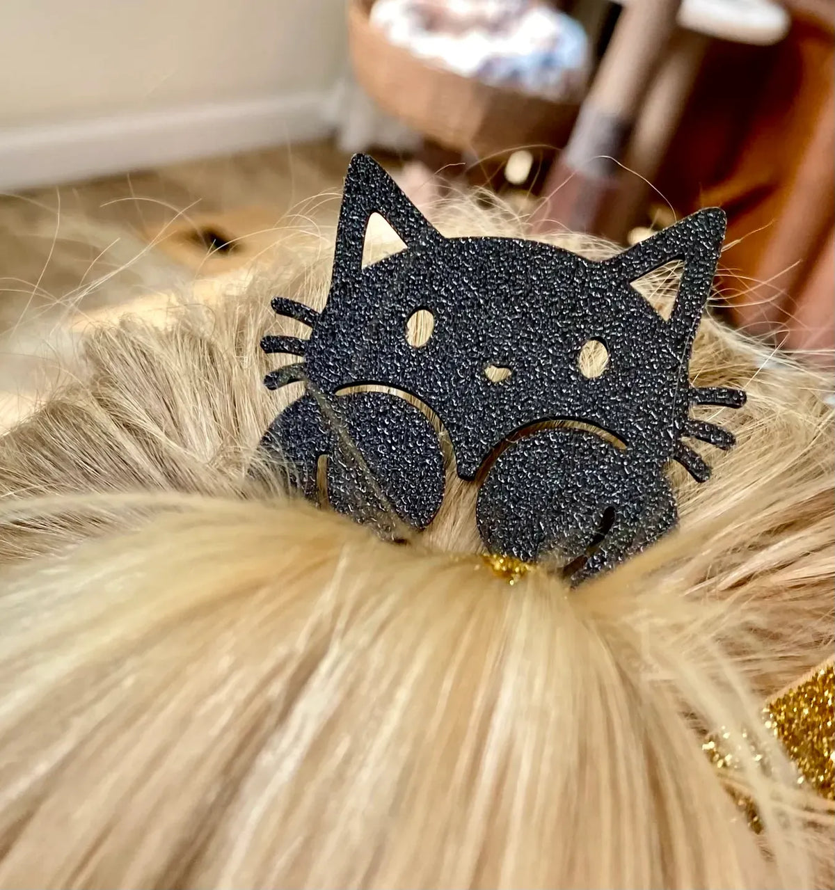 Barrette-peigne chat curieux/Accessoire - Bijoux Print