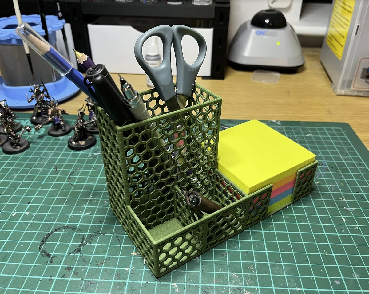 Pot à stylos Hexagonal / Nid d'abeilles avec porte-notes adhésives - Bureau Print