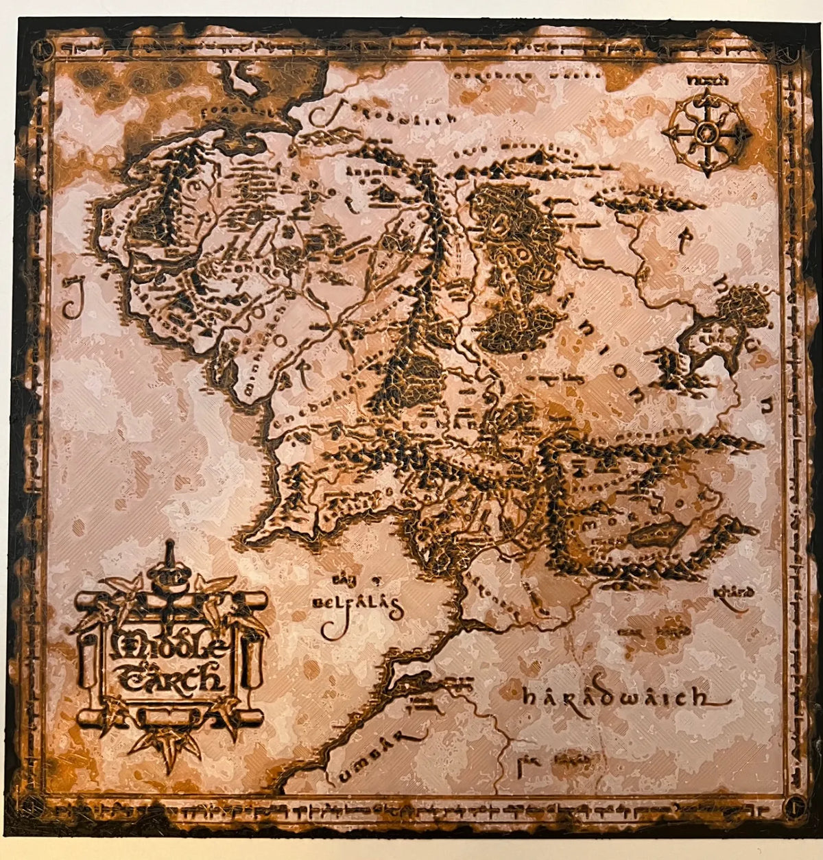 Carte de la Terre du Milieu HueForge - Voyage Print