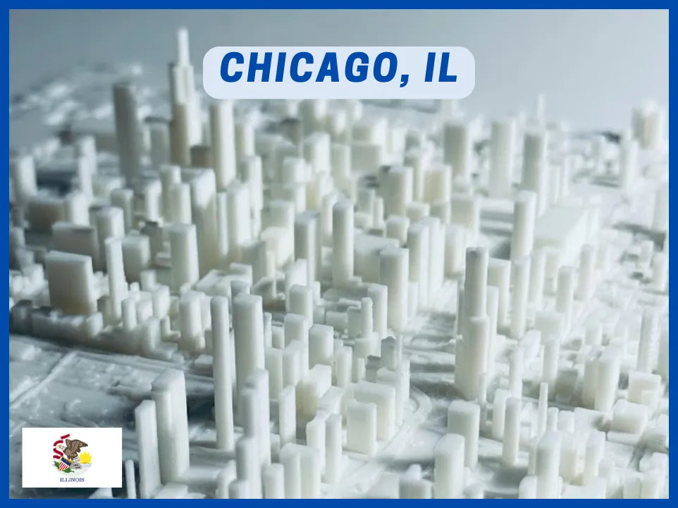 Chicago, IL - Petite cité 3D - Art Print