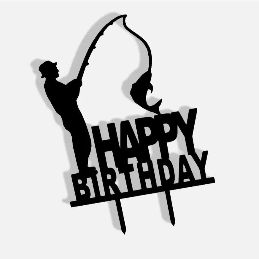 Joyeux anniversaire pêcheur topper - Fêtes Print