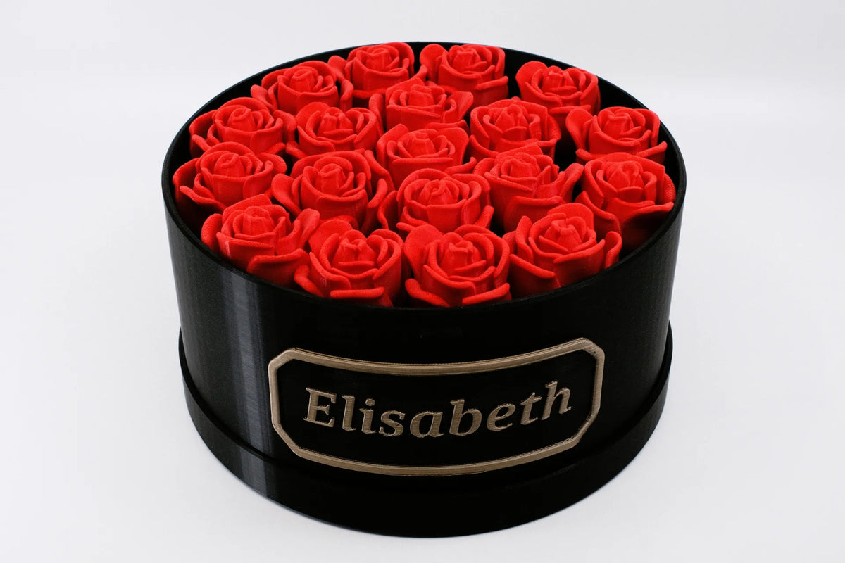 Boîte de roses éternelles avec étiquette personnalisée - Cadeau Print