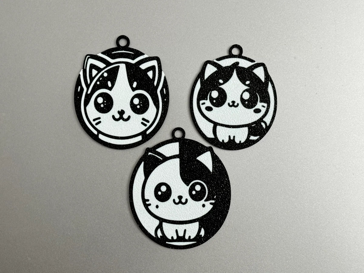 Porte-clés Chat Mignon Noir et Blanc - Geek Print