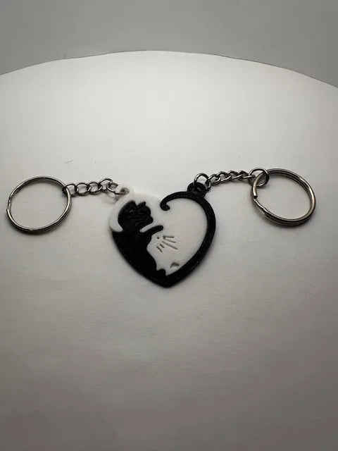 Porte-clés/collier entrelacé en forme de cœur de chat - Bijoux Print