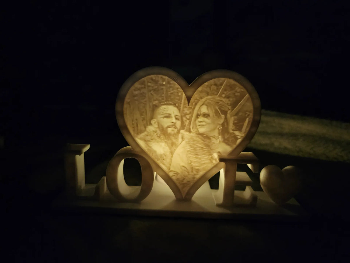 Ornement lithophane en forme de bougie chauffe-plat pour la Saint-Valentin - Cadeau Print