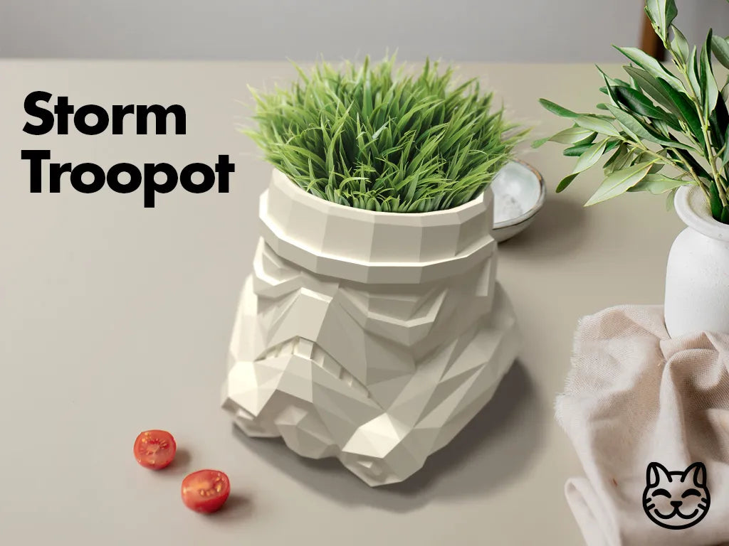 Le pot Storm Troopot - Un cache-pot Low-Poly de Cat Wars - Maison Print
