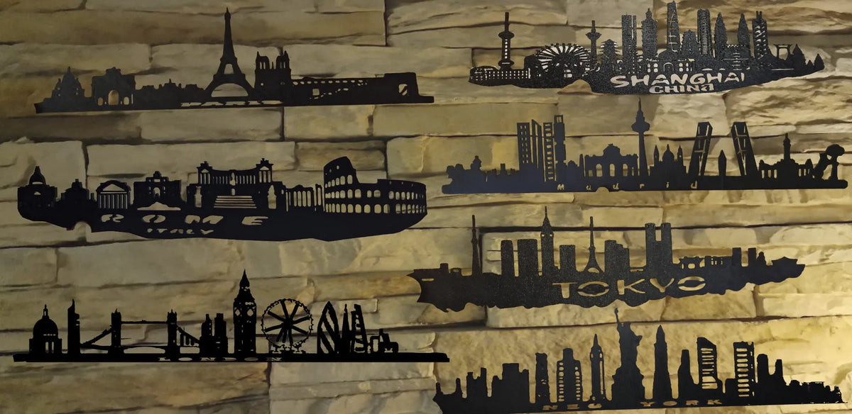 Horizons de ville silhouette d'horizon Horizonte ville Madrid Paris Londres Tokyo Shanghai Rome NEW York - Voyage Print