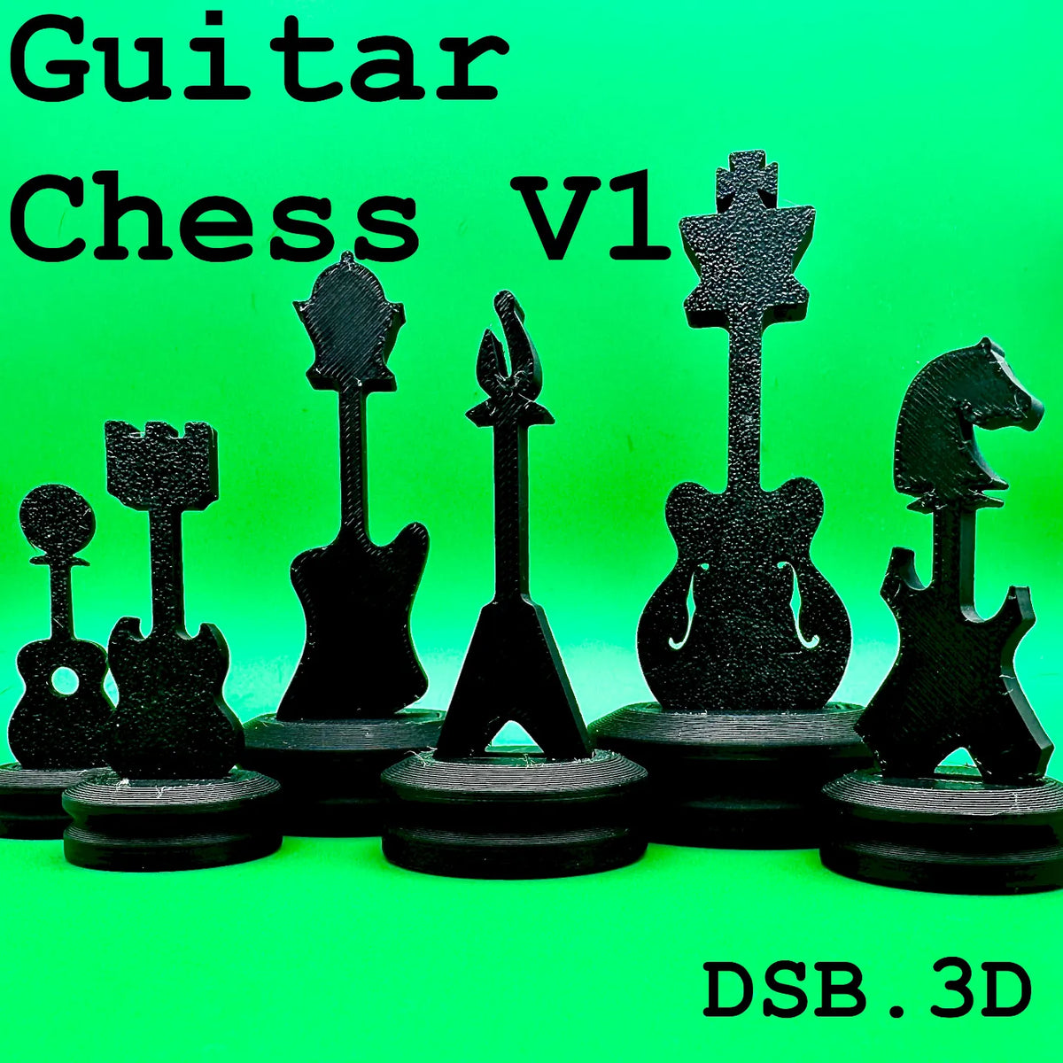 Pions d'échecs en forme de guitares - Jeux Print