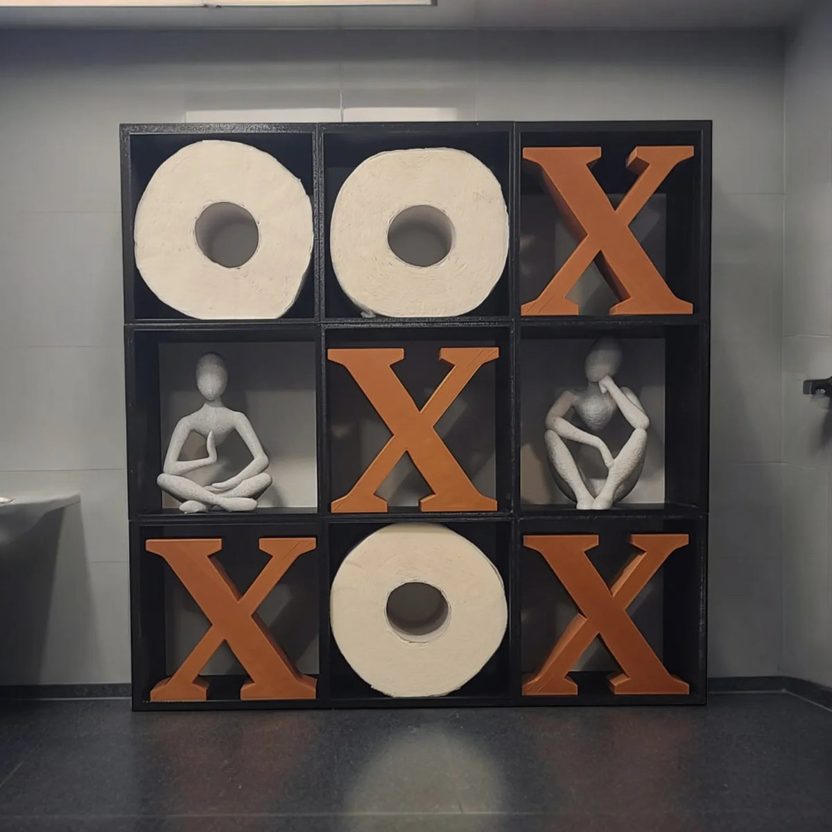 Porte-papier toilette Tic Tac Toe en forme de X et de 0 - Maison Print