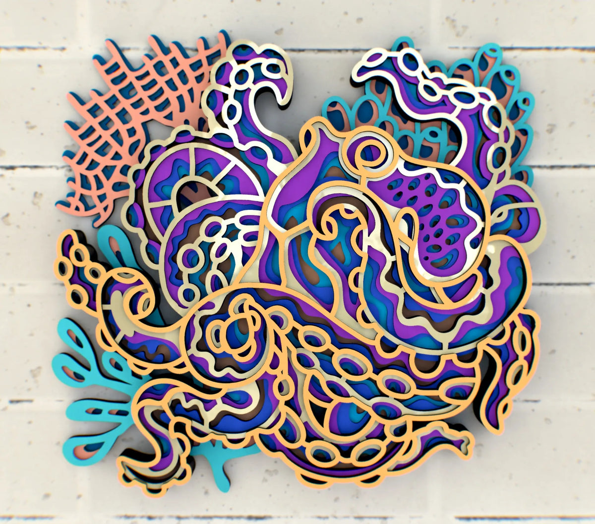 Mandala de pieuvre 3D pour décoration murale - Art Print