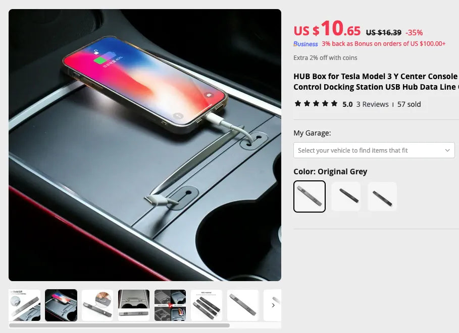 Insert de console centrale Tesla Model 3/Y (modèle) - Auto Print