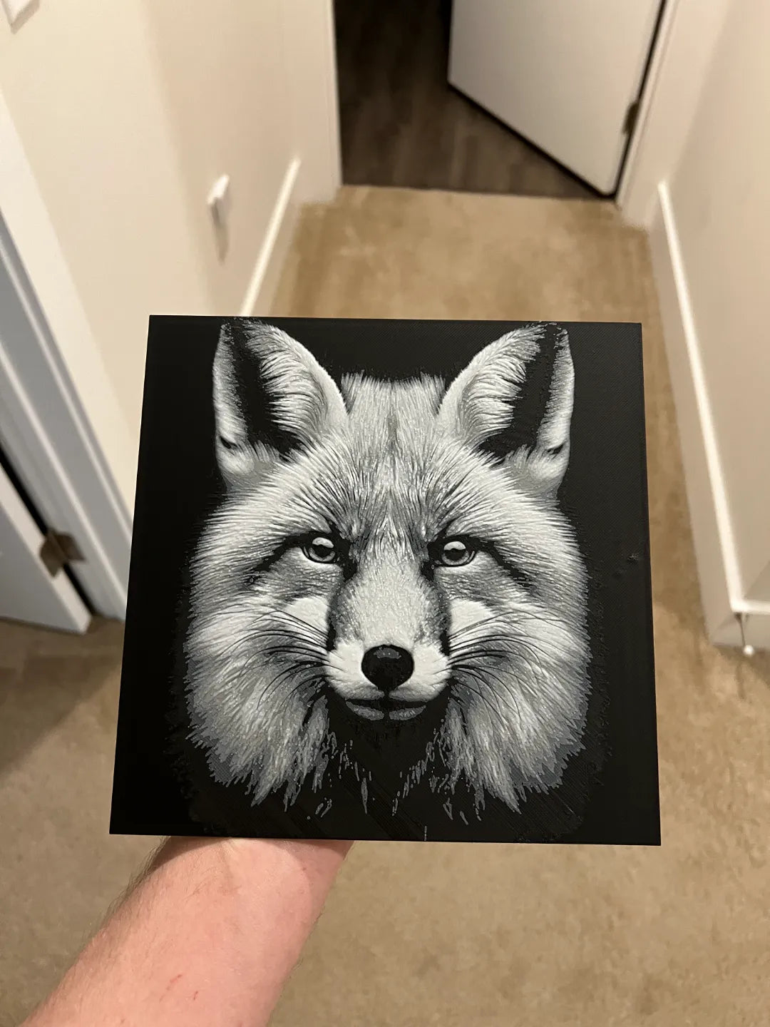 Renard Art Nuances de Gris Hueforge - Art Print