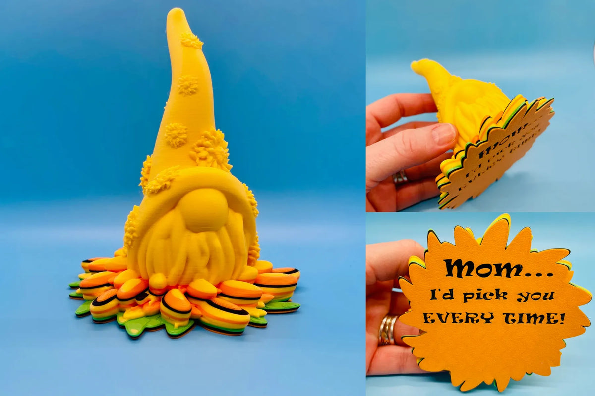 Gnome à message sur le thème du tournesol pour la fête des mères - Cadeau Print