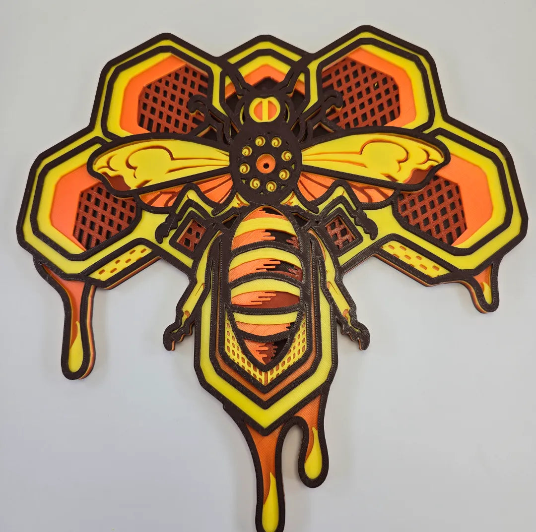 Abeille Mandala en 3D Art Mural - Maison Print