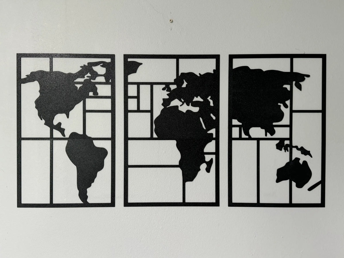 Art mural Carte du monde 6 parties 72cm x 36 cm, Carte du monde - Voyage Print