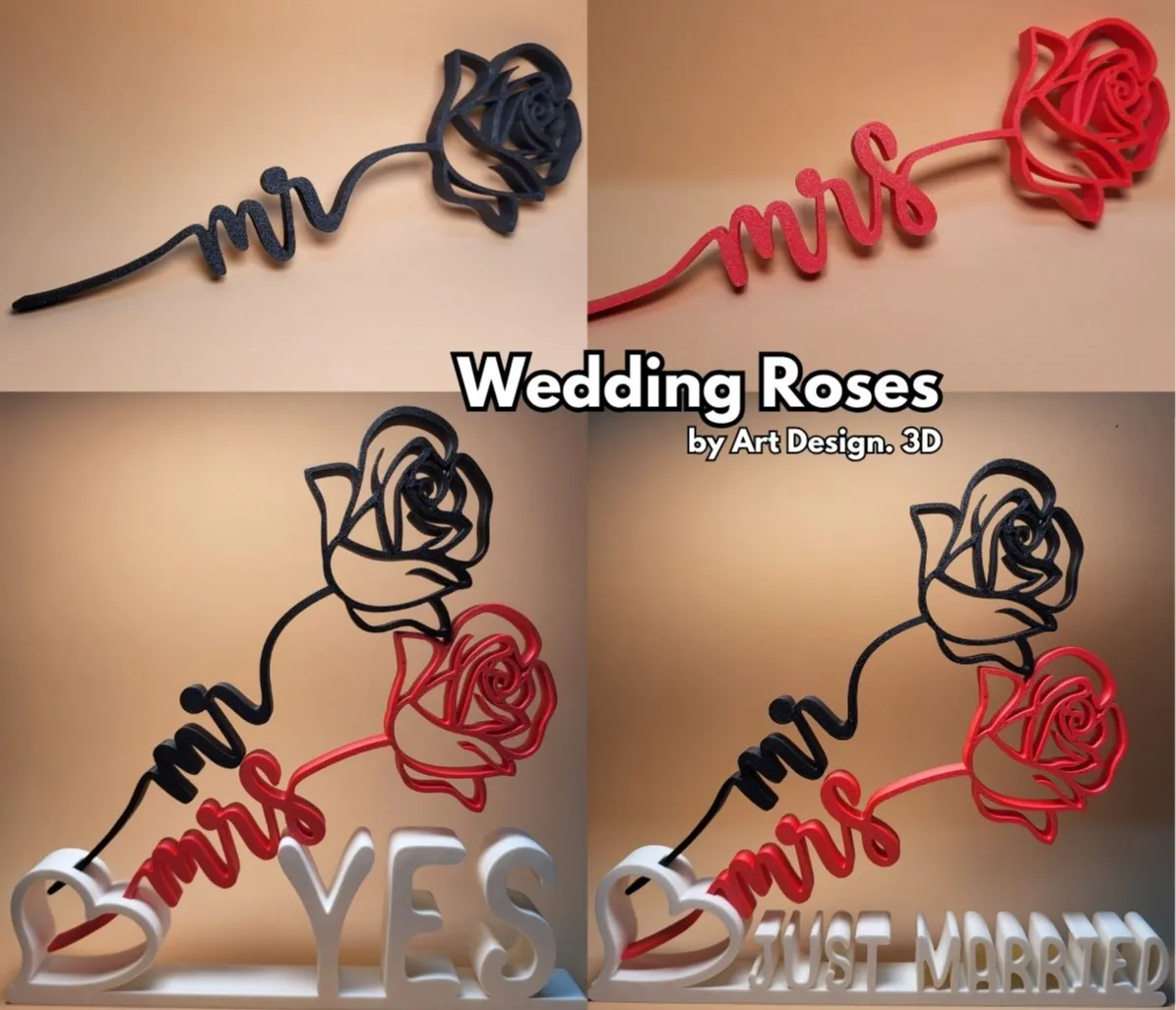 Roses de mariage + Support pour citations - Fêtes Print