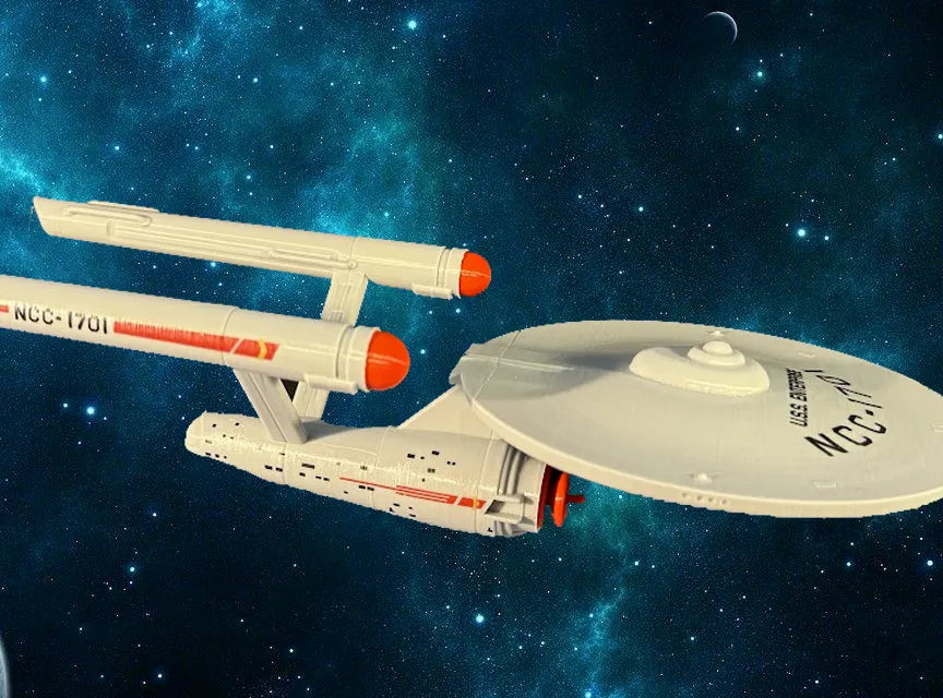USS Enterprise de Star Trek TOS avec décalcomanies et Support - Geek Print