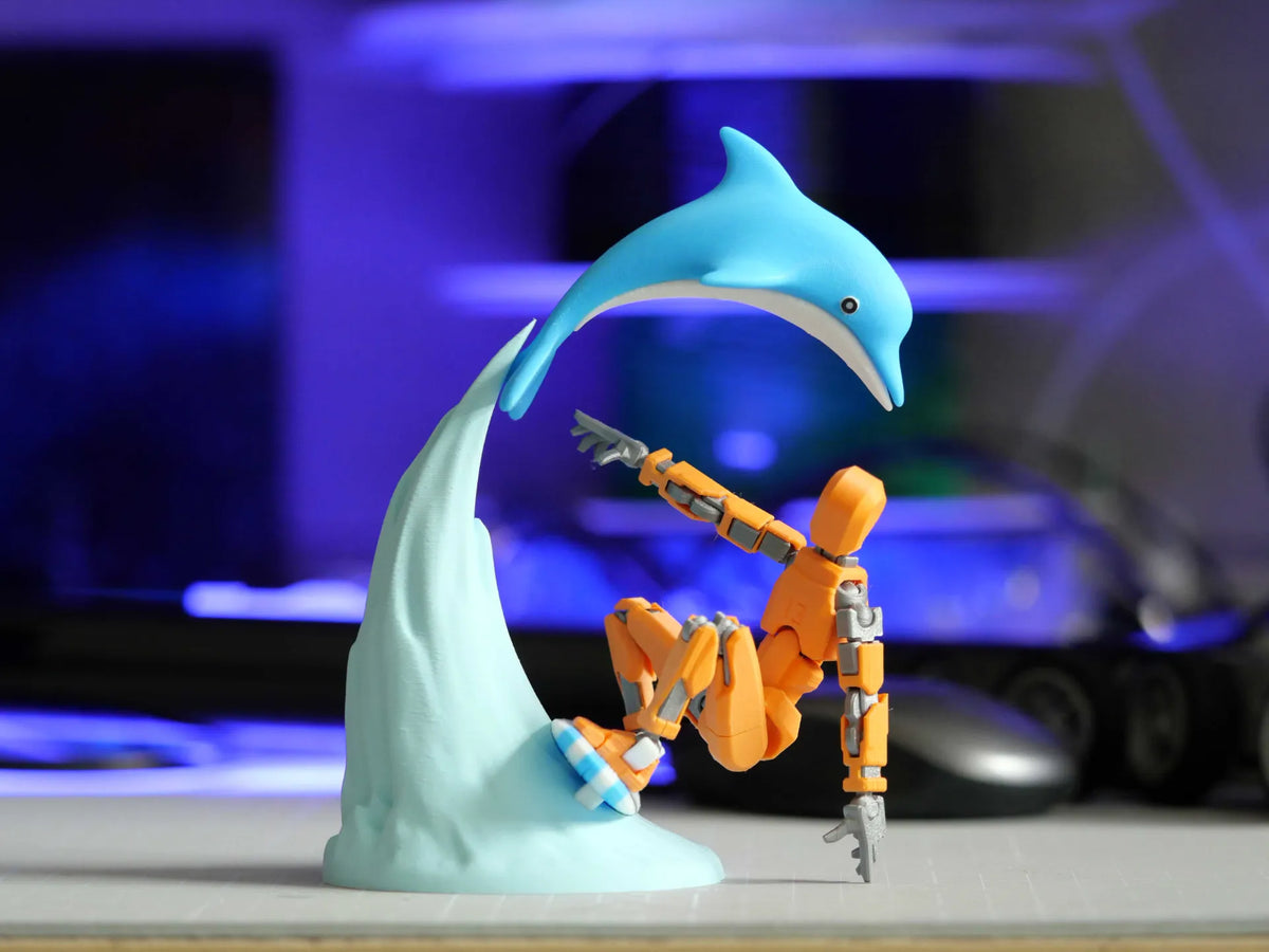 Surf et dauphinsSurfing with dolphins - Sport Print