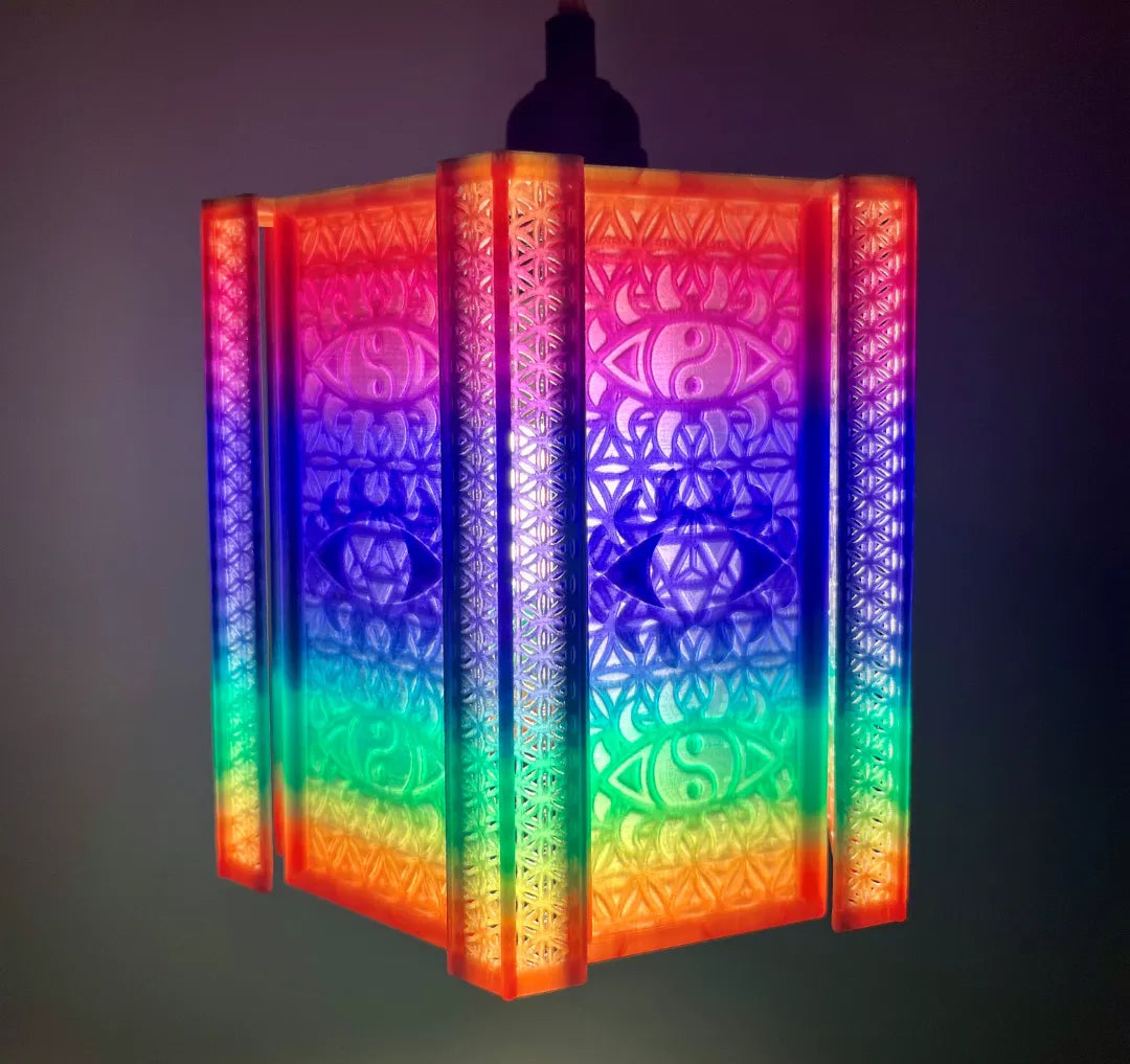 Lampe suspendue à LED aux yeux mystiques géométriques psychédéliques - Lumière Print