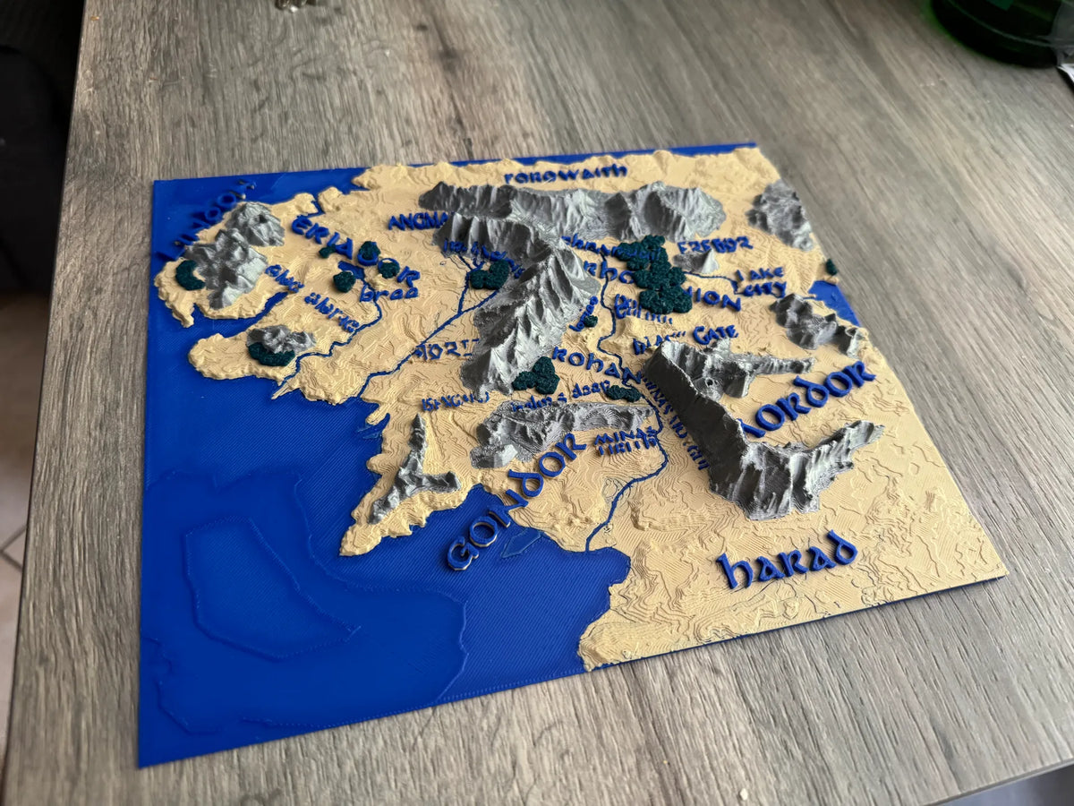 Carte 3D de la Terre du Milieu - Voyage Print