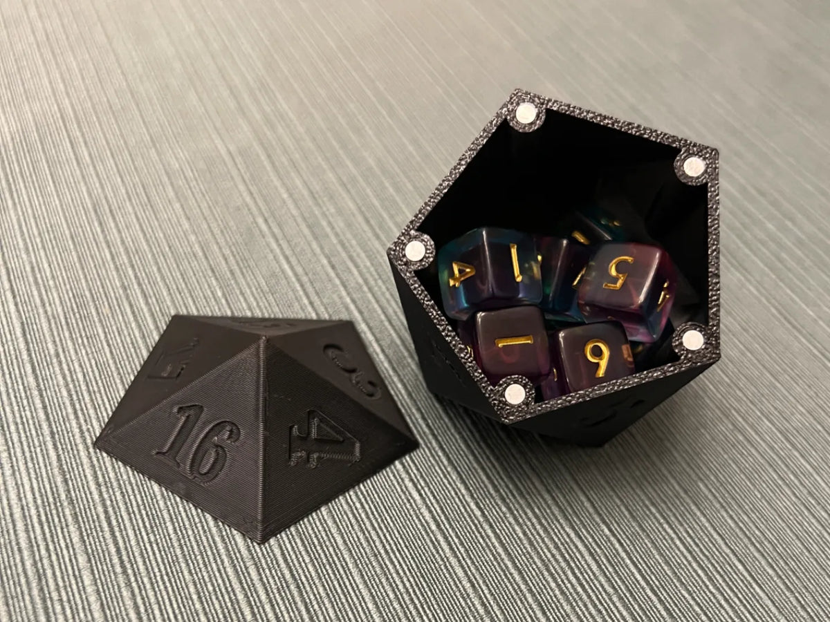 Boîte de dés D20 à rotation - Jeux Print