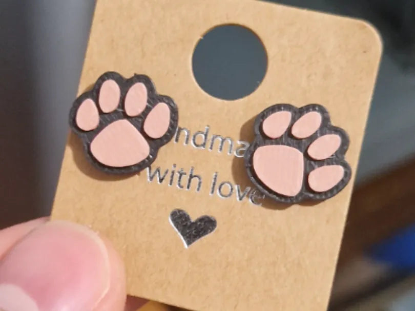 Boucles d'oreilles clous en forme de patte de chien - Bijoux Print