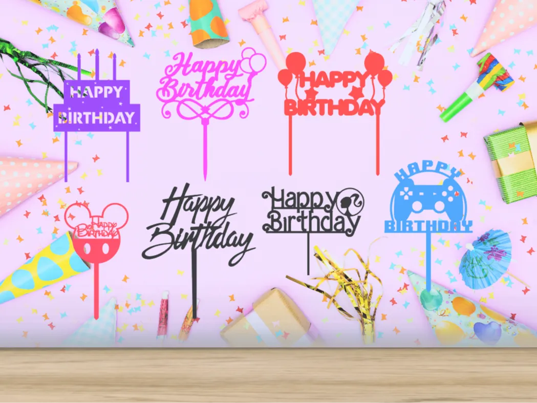 Décorations de Gâteau - Joyeux Anniversaire - Pack 1 - Fêtes Print